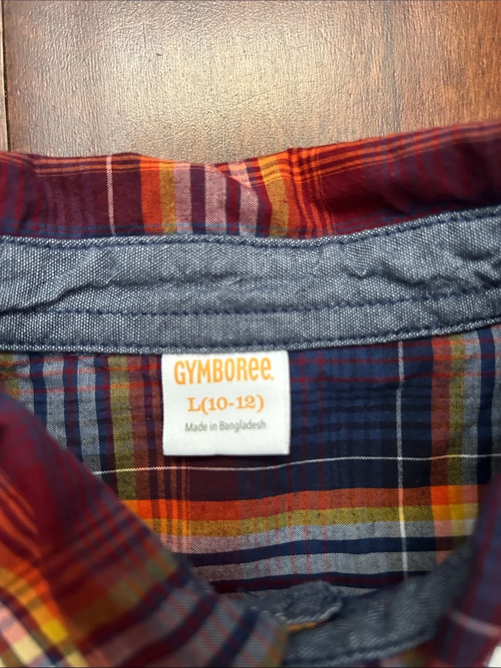 Gymboree Kid’s Plaid Button-Down Shirt in Navy, Red& Yellow, Size L (10-12)